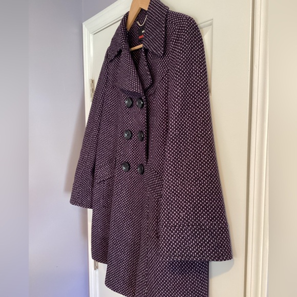Miss Sixty Double Breasted Tweed Wool Blend Pea Coat L - Picture 3 of 16